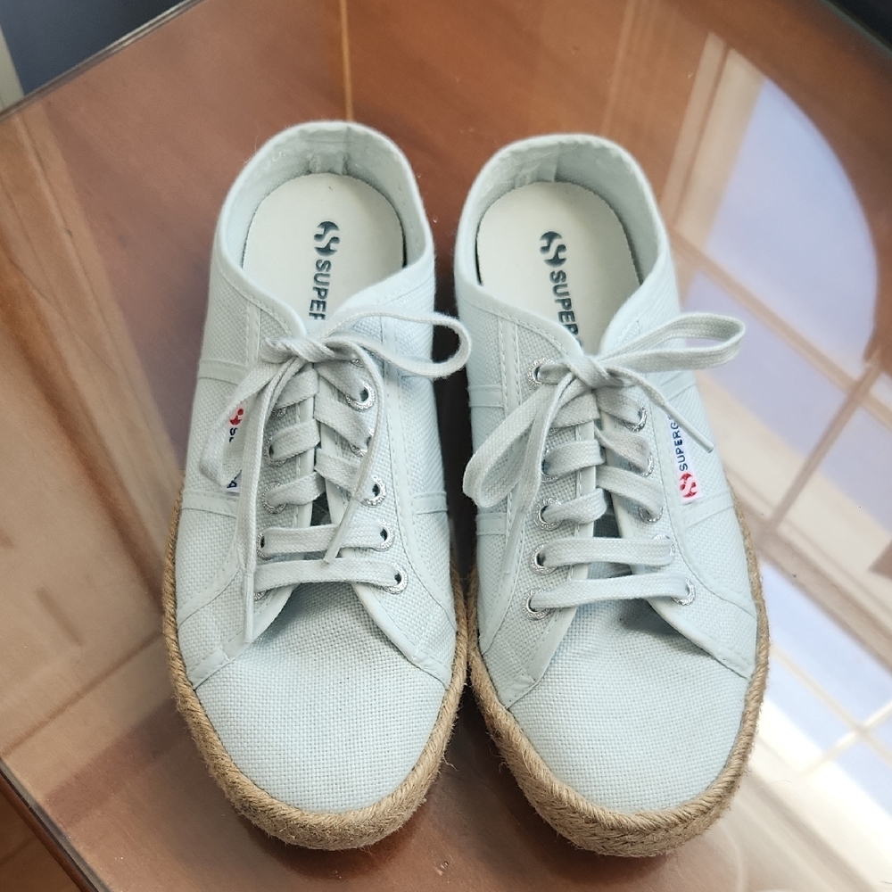 Superga Women's Light Blue/green Espadrille Sneakers